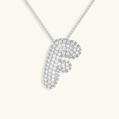 Naszyjnik z inicjałem Bubble z diamentem | Złoto 18k