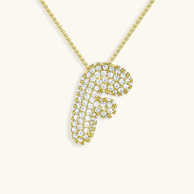 Naszyjnik z inicjałem Bubble z diamentem | Złoto 18k