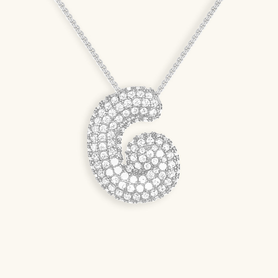 Naszyjnik z inicjałem Bubble z diamentem | Złoto 18k