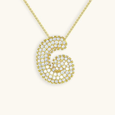 Naszyjnik z inicjałem Bubble z diamentem | Złoto 18k
