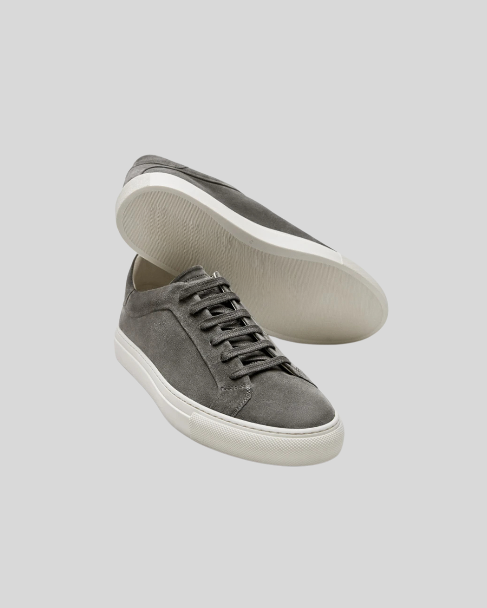 Skórzane Sneakersy Oxford - Ciemnoszare