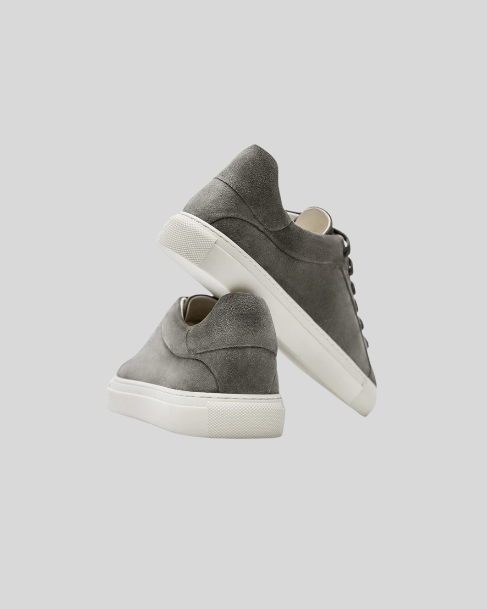 Skórzane Sneakersy Oxford - Ciemnoszare