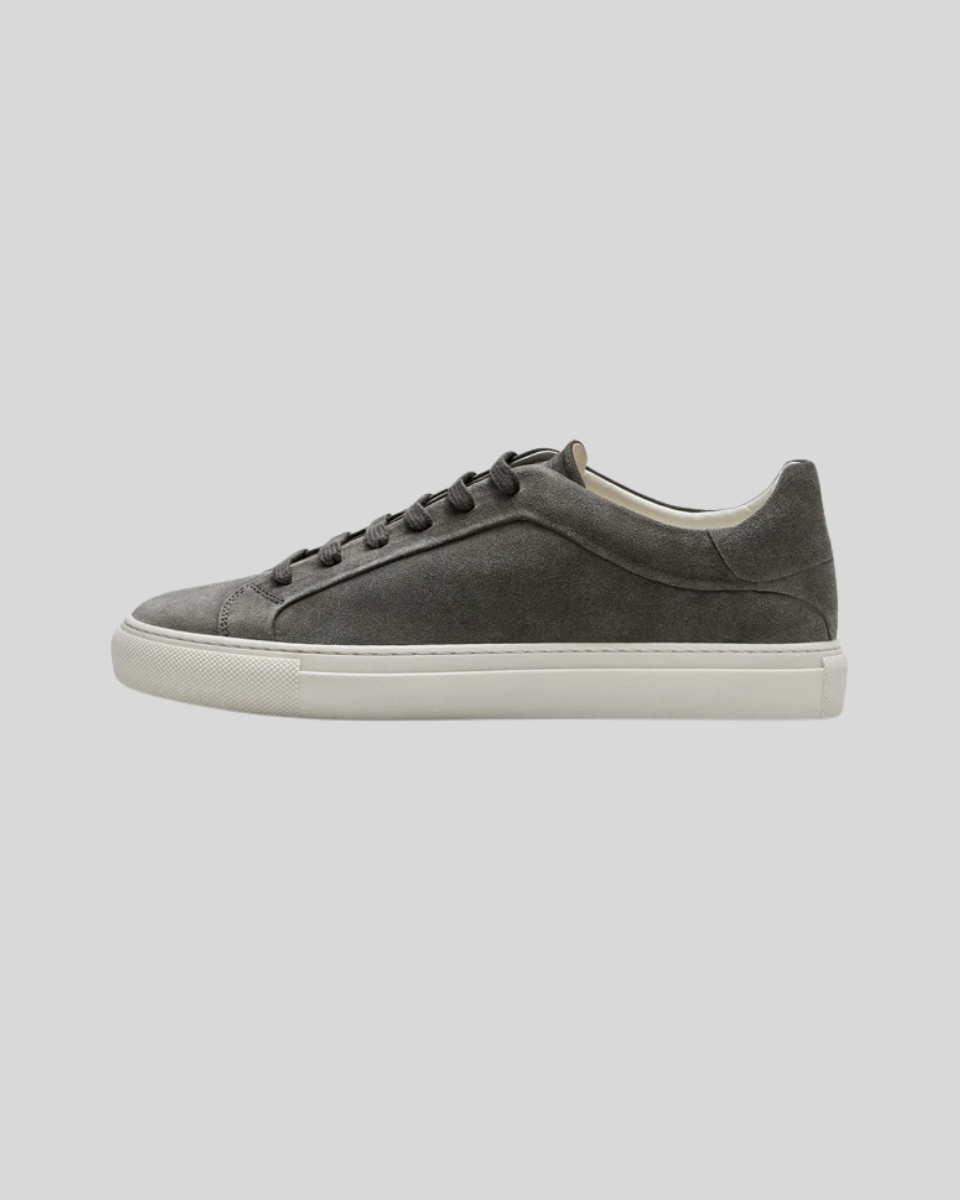 Skórzane Sneakersy Oxford - Ciemnoszare