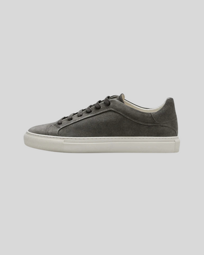 Skórzane Sneakersy Oxford - Ciemnoszare