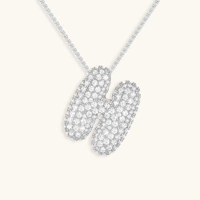 Naszyjnik z inicjałem Bubble z diamentem | Złoto 18k