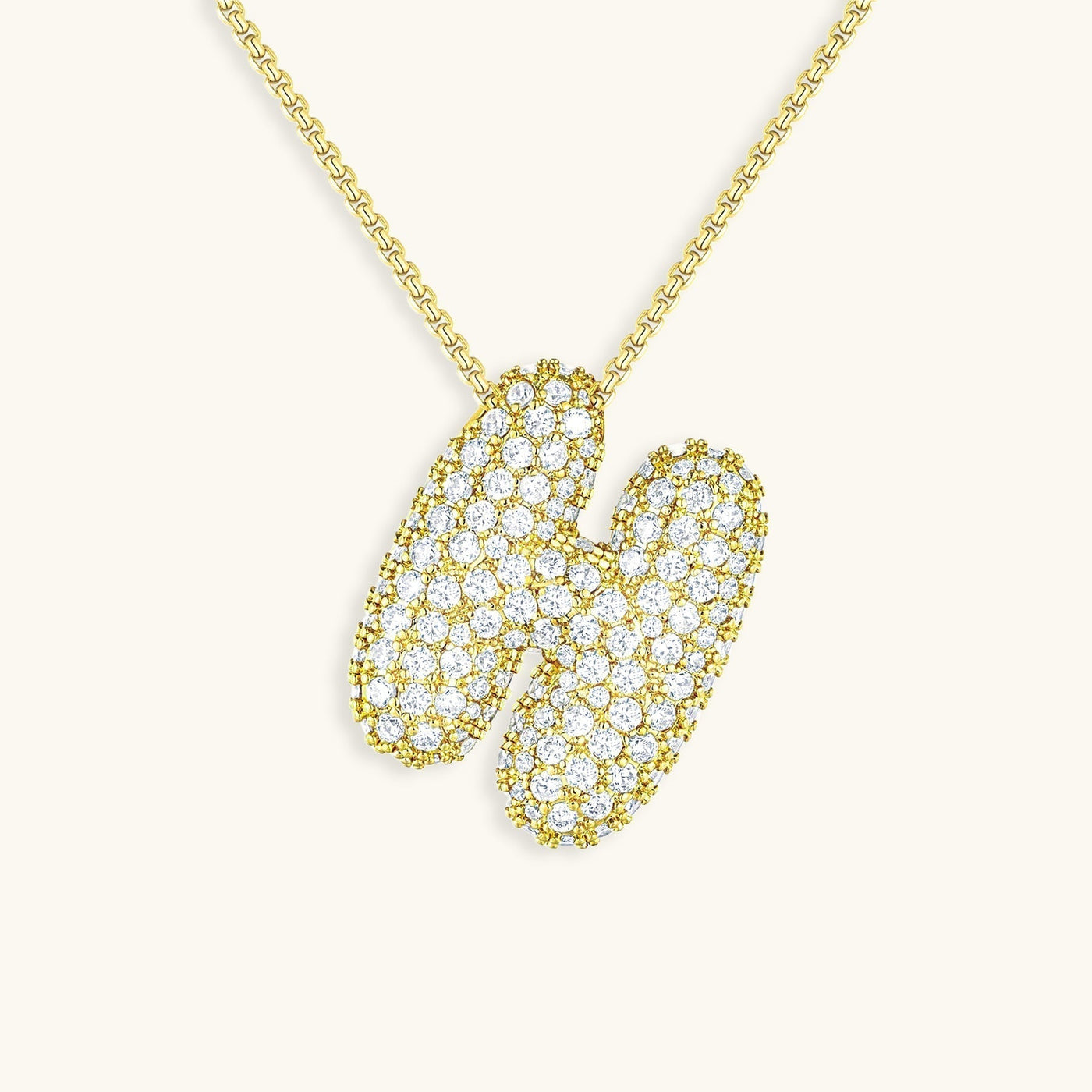 Naszyjnik z inicjałem Bubble z diamentem | Złoto 18k