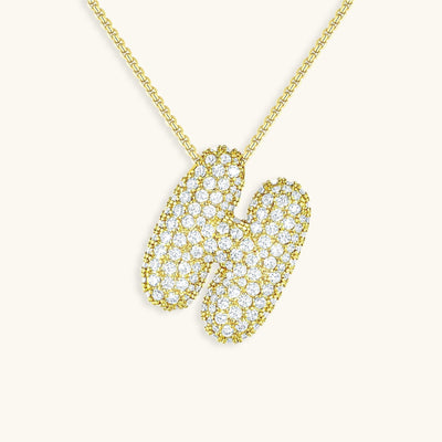 Naszyjnik z inicjałem Bubble z diamentem | Złoto 18k