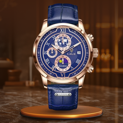 Zegarek Chronograf z Premium Skórzanym Paskiem