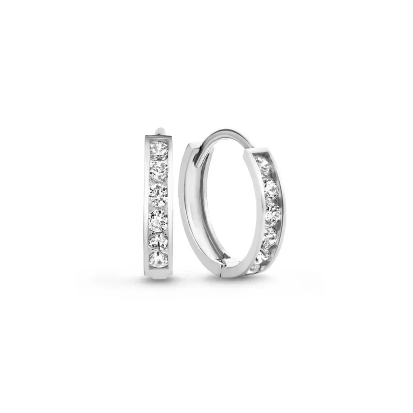 Zestaw Kolczyków Dara Brillane z Kamieniem | Białe Złoto 14k