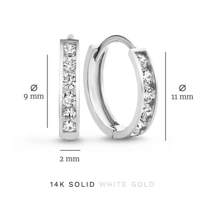 Zestaw Kolczyków Dara Brillane z Kamieniem | Białe Złoto 14k
