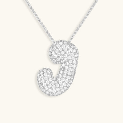 Naszyjnik z inicjałem Bubble z diamentem | Złoto 18k