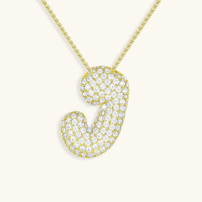Naszyjnik z inicjałem Bubble z diamentem | Złoto 18k