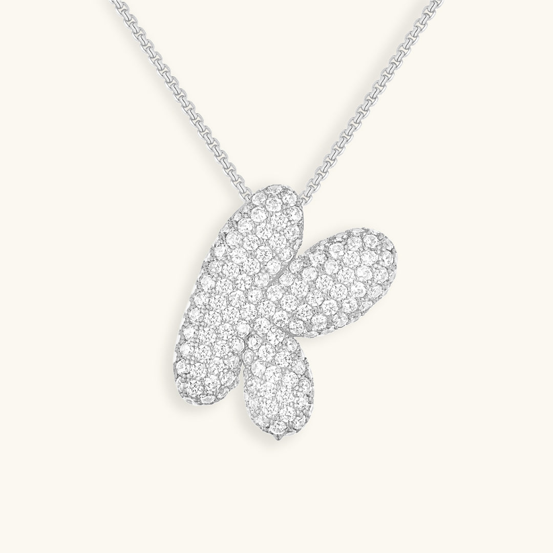 Naszyjnik z inicjałem Bubble z diamentem | Złoto 18k