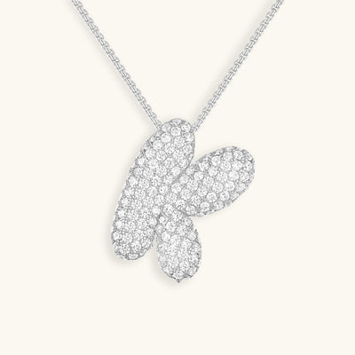 Naszyjnik z inicjałem Bubble z diamentem | Złoto 18k