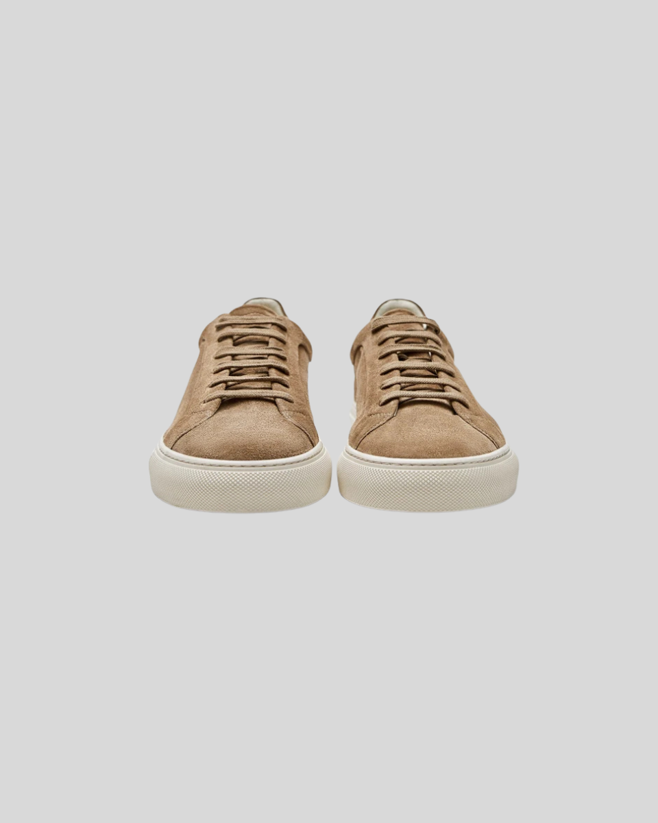 Skórzane Sneakersy Oxford - Khaki