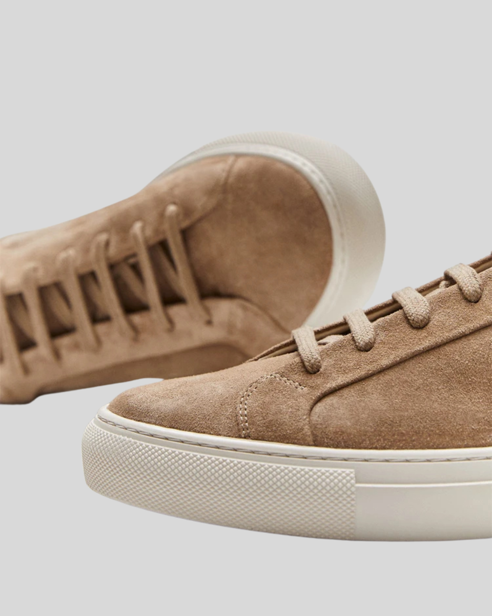 Skórzane Sneakersy Oxford - Khaki
