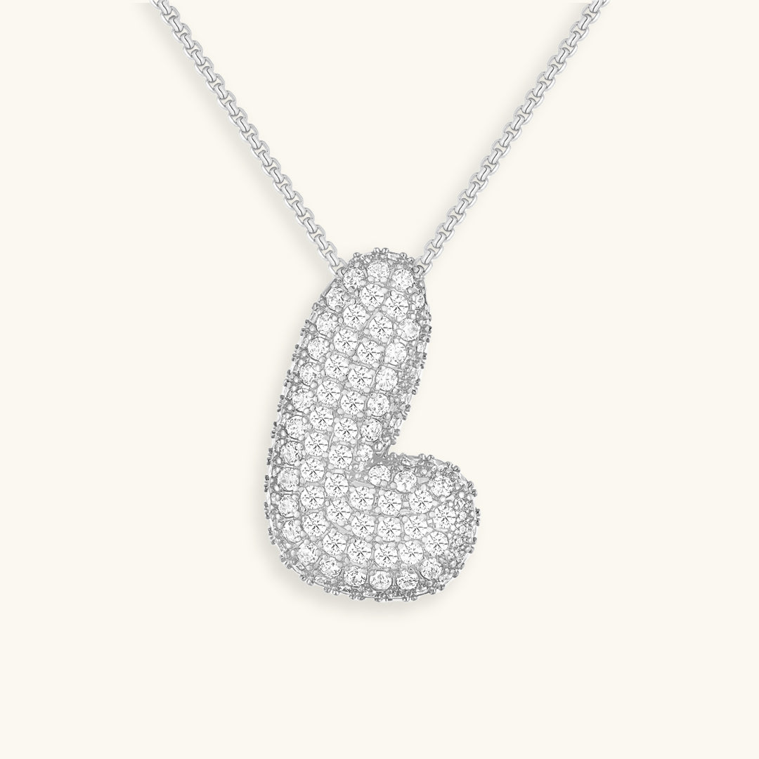 Naszyjnik z inicjałem Bubble z diamentem | Złoto 18k