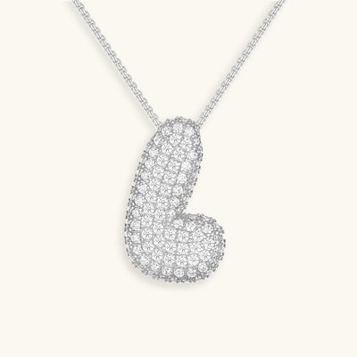Naszyjnik z inicjałem Bubble z diamentem | Złoto 18k