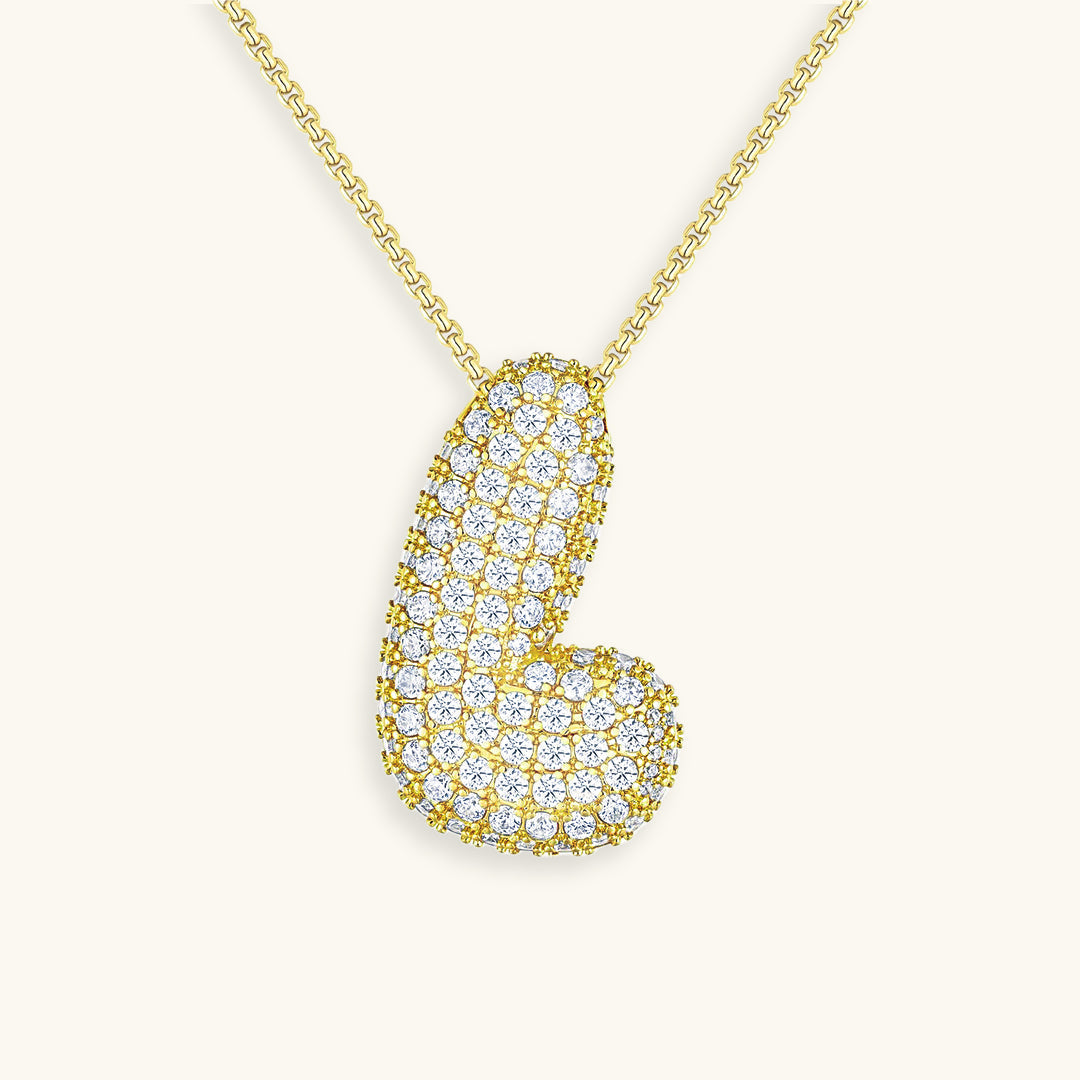 Naszyjnik z inicjałem Bubble z diamentem | Złoto 18k