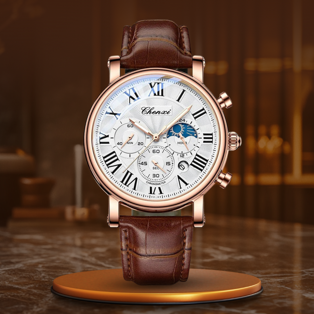 Nowak & Nowak© - Luksusowy Zegarek Kwarcowy z Eleganckiej Skóry