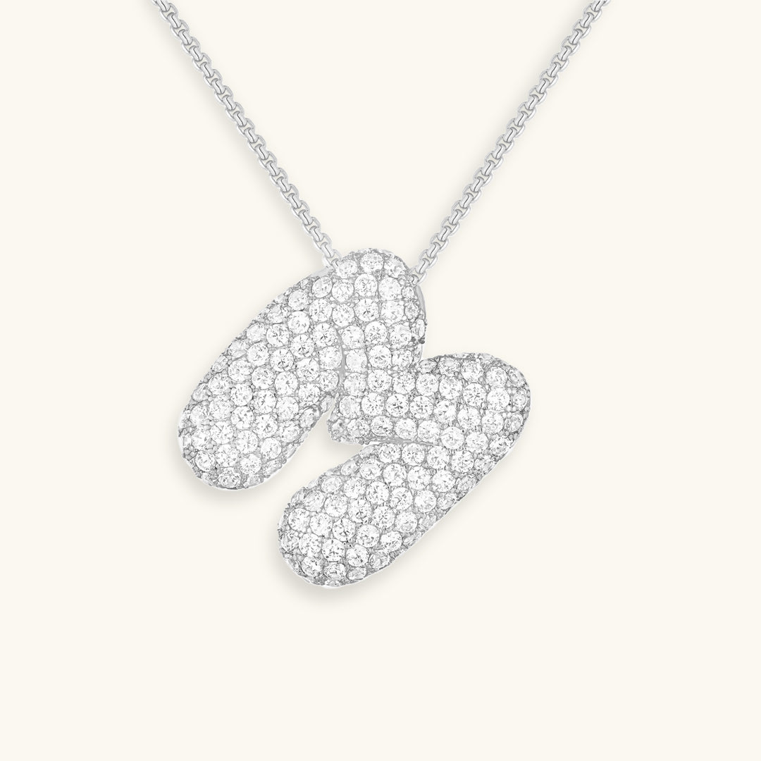 Naszyjnik z inicjałem Bubble z diamentem | Złoto 18k