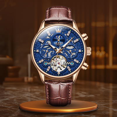 Nowak & Nowak© - Mechaniczny Zegarek Automatyczny z Eleganckim Skórzanym Paskiem
