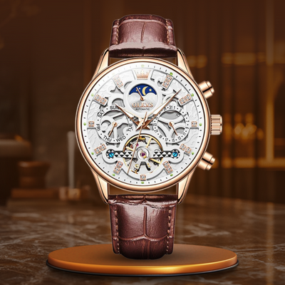 Nowak & Nowak© - Mechaniczny Zegarek Automatyczny z Eleganckim Skórzanym Paskiem