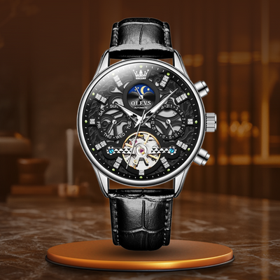 Nowak & Nowak© - Mechaniczny Zegarek Automatyczny z Eleganckim Skórzanym Paskiem