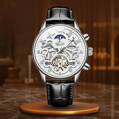 Nowak & Nowak© - Mechaniczny Zegarek Automatyczny z Eleganckim Skórzanym Paskiem