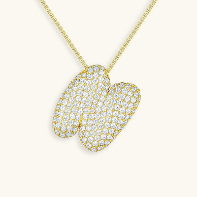 Naszyjnik z inicjałem Bubble z diamentem | Złoto 18k