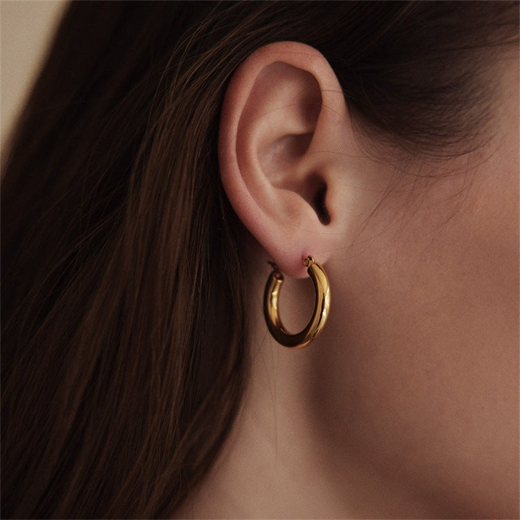 Eleganckie szerokie okrągłe kolczyki | Złoto 18k