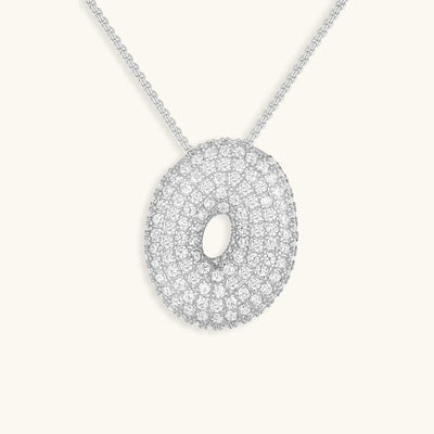 Naszyjnik z inicjałem Bubble z diamentem | Złoto 18k