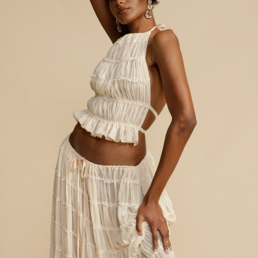 Jeanette™ | Zestaw topu na halter i spódnicy