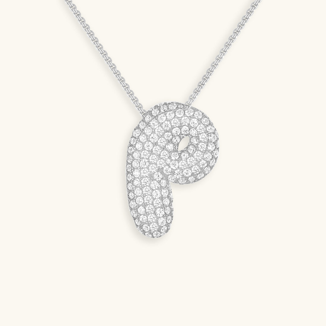 Naszyjnik z inicjałem Bubble z diamentem | Złoto 18k