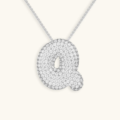 Naszyjnik z inicjałem Bubble z diamentem | Złoto 18k