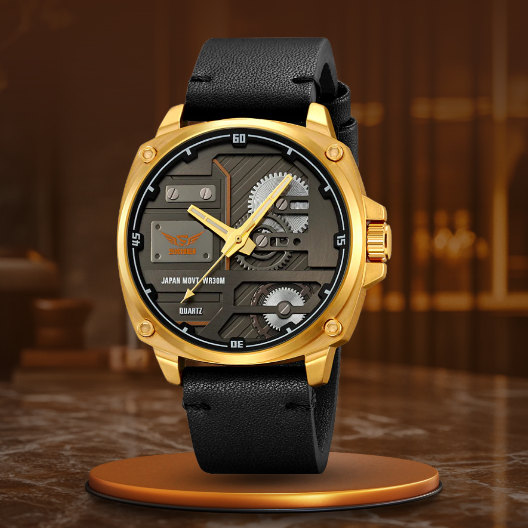 Nowak & Nowak© - Męski Zegarek Skórzany z Mechanizmem Kwarcowym