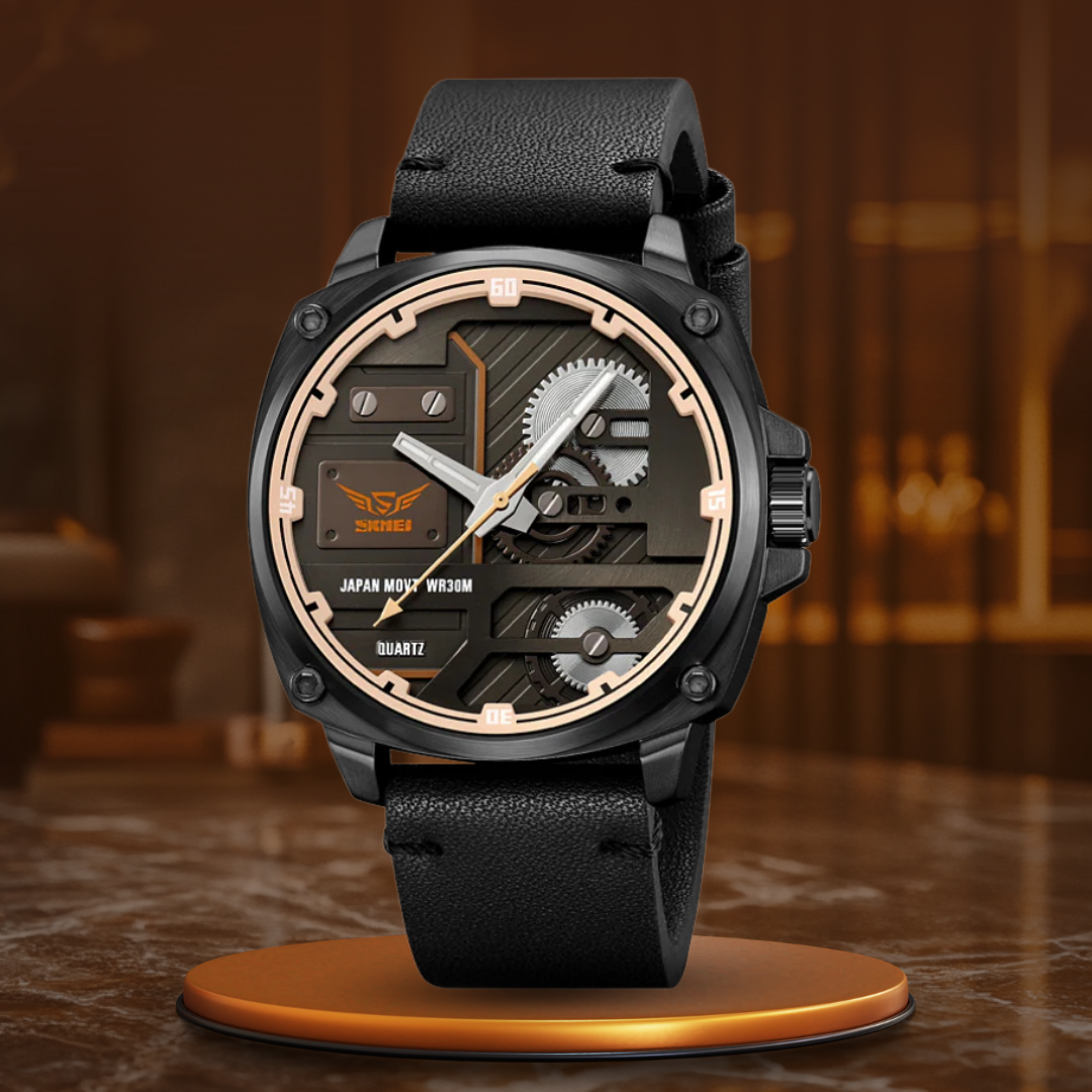 Nowak & Nowak© - Męski Zegarek Skórzany z Mechanizmem Kwarcowym