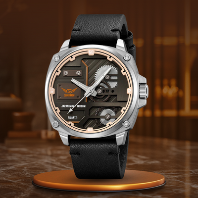 Nowak & Nowak© - Męski Zegarek Skórzany z Mechanizmem Kwarcowym