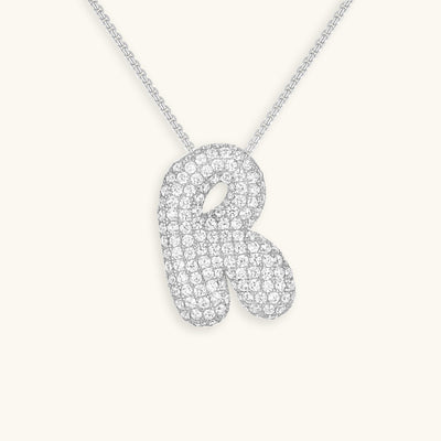 Naszyjnik z inicjałem Bubble z diamentem | Złoto 18k
