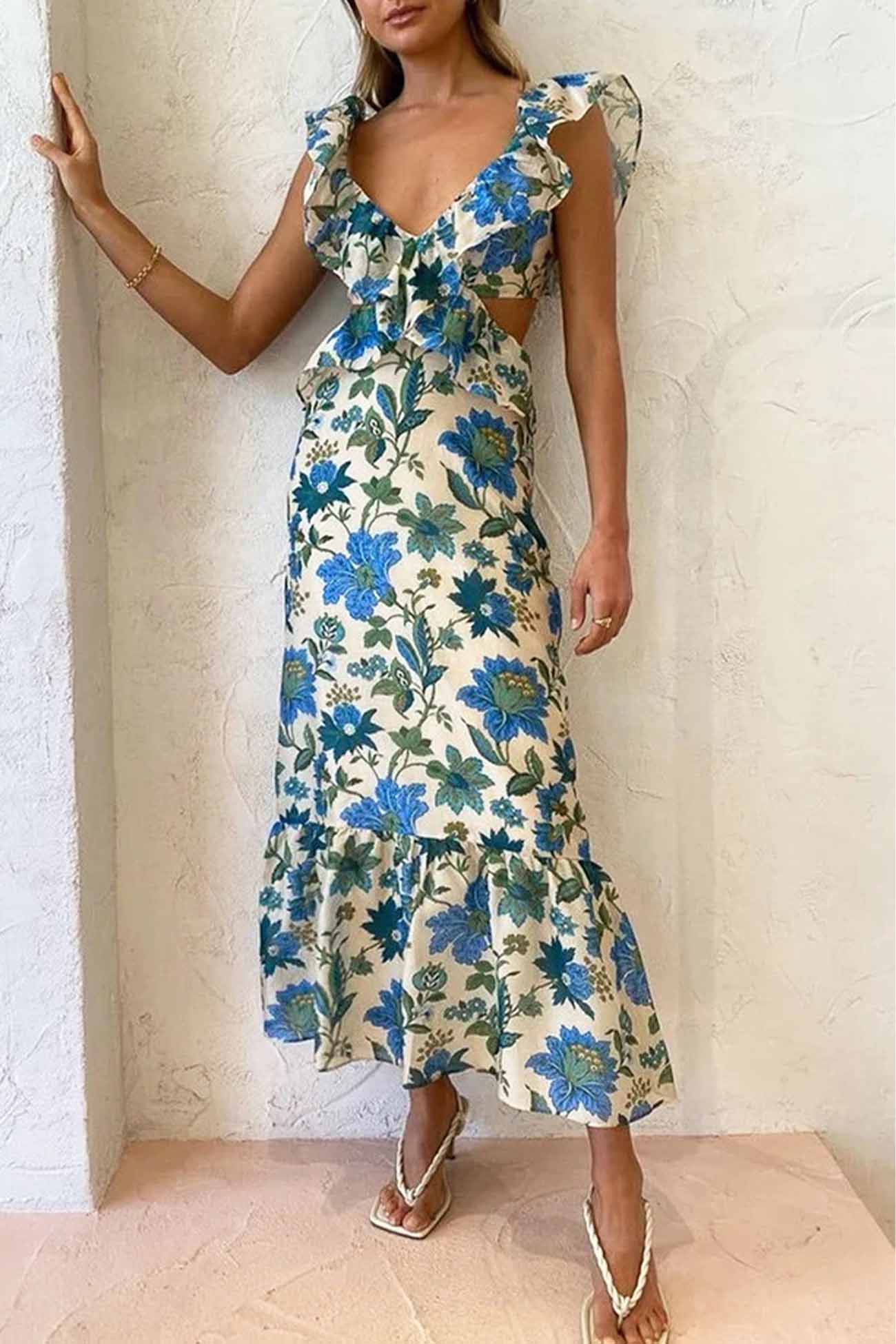 Sukienka Rosea Floral z falbanami