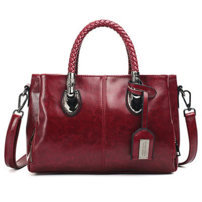 Pia™ | Elegancka skórzana torba z plecionymi uchwytami - Mazur & Mazur©