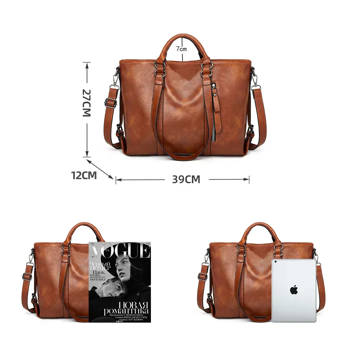 Signe™ | Elegancka Duża Torba Skórzana na Ramię od Mazur & Mazur©