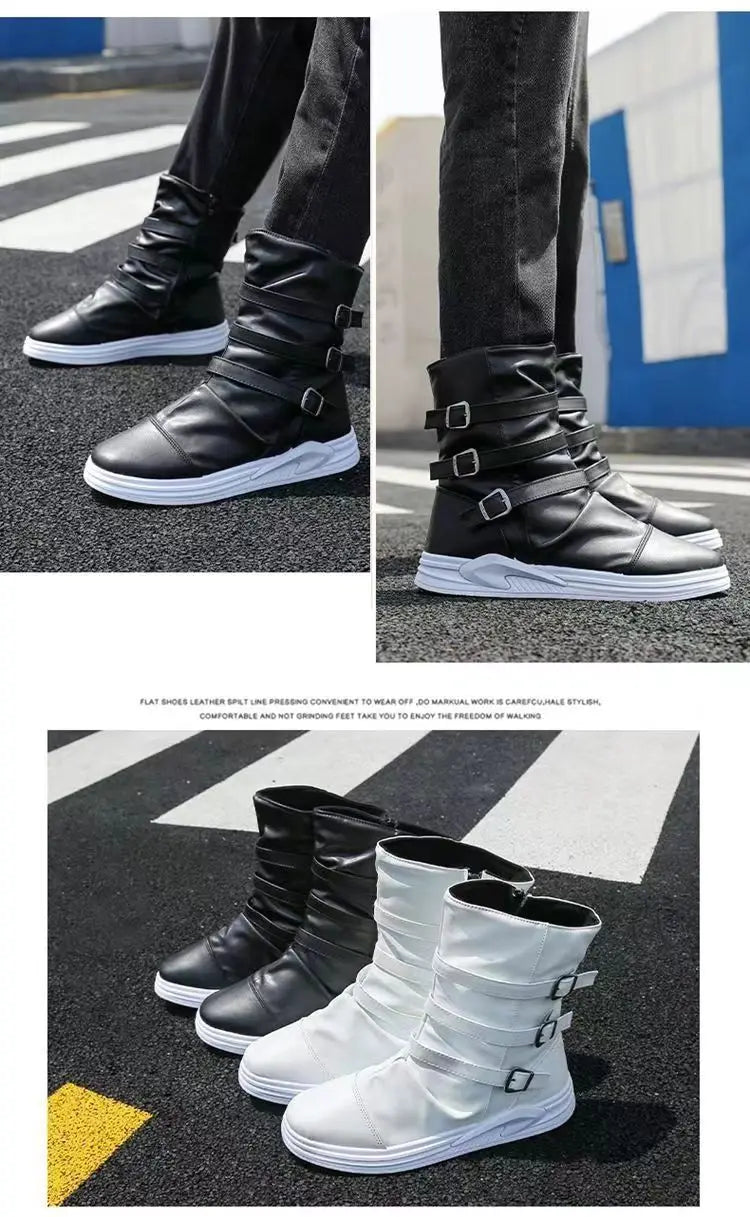 AXEL™ | Skórzane Botki z Zamkiem i Metalową Klamrą - Nowak & Nowak©