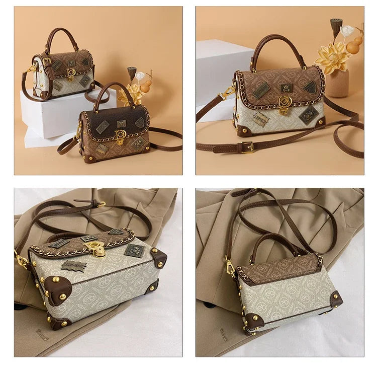 Mazur & Mazur© – Retro torba na ramię z monogramem i złotymi detalami Zelda™