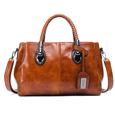 Pia™ | Elegancka skórzana torba z plecionymi uchwytami - Mazur & Mazur©
