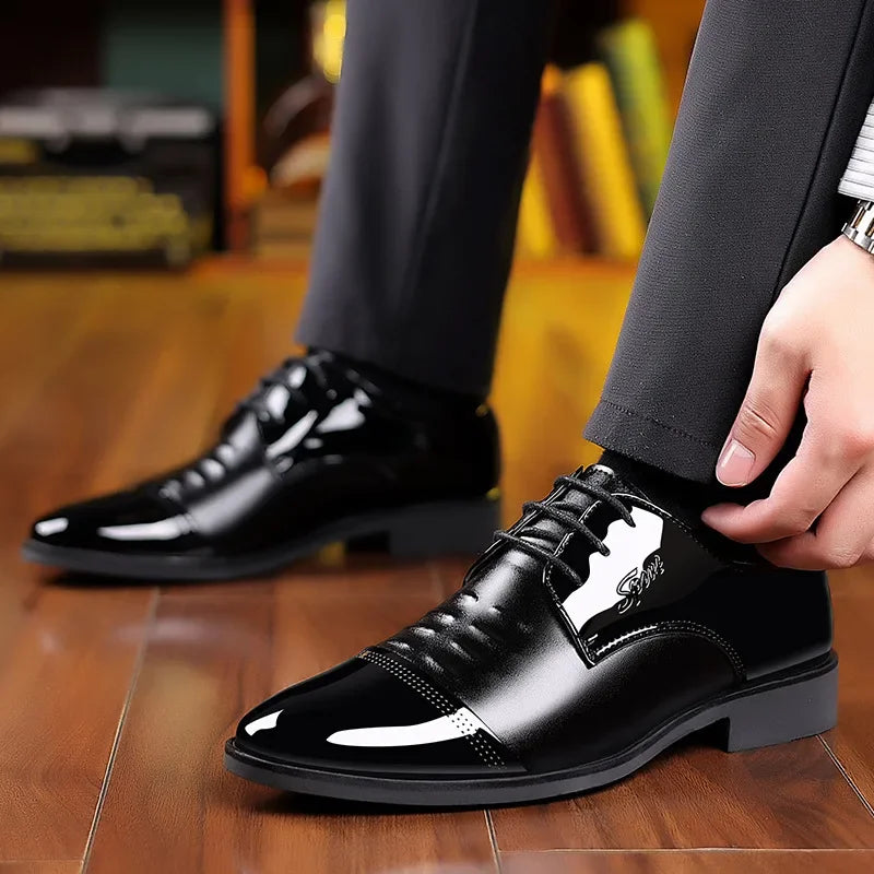 OLIVER™ | Męskie Polerowane Lakkowe Buty Oxford - Nowak & Nowak©