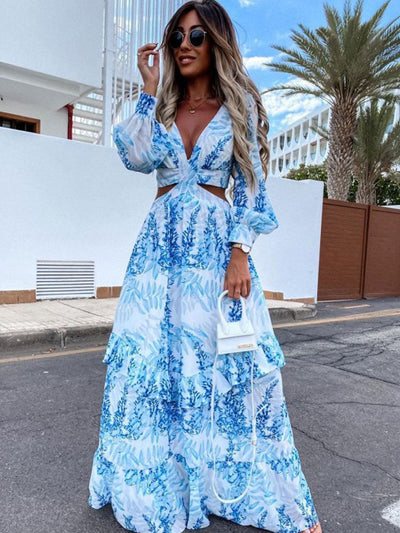 Sukienka Maxi Rosea Elegant z Wyrafinowanymi Wycięciami