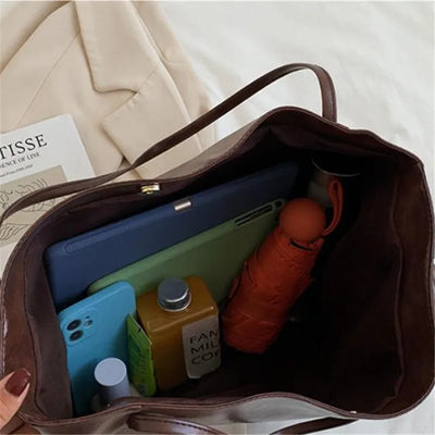 Mazur & Mazur© – Elegancka brązowa torba tote o skórzanym wyglądzie