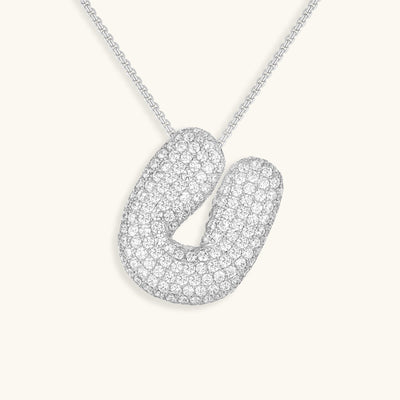 Naszyjnik z inicjałem Bubble z diamentem | Złoto 18k