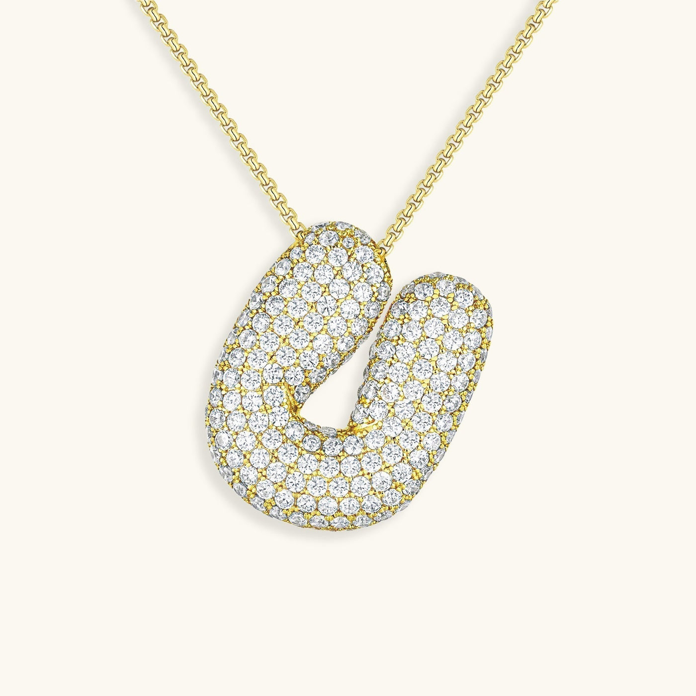Naszyjnik z inicjałem Bubble z diamentem | Złoto 18k